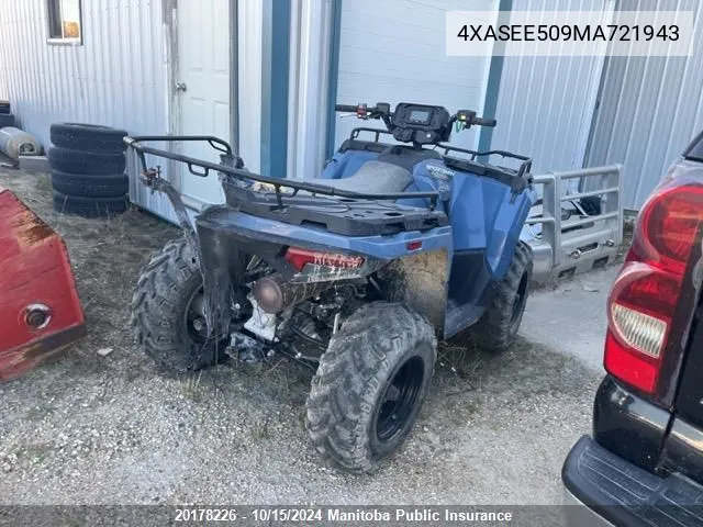 2021 Polaris Sportsman 450 H.o. Eps VIN: 4XASEE509MA721943 Lot: 20178226