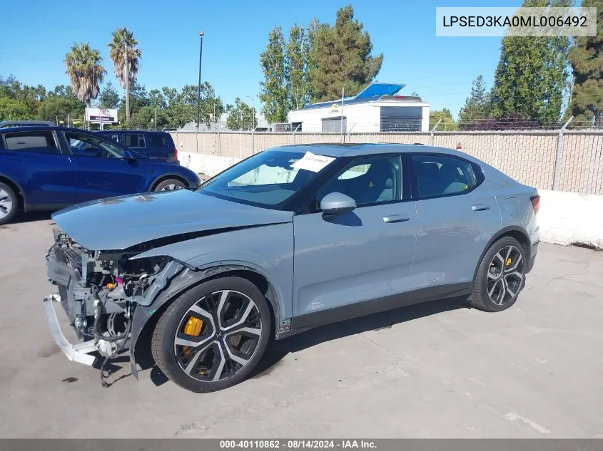 2021 Polestar 2 Launch Edition VIN: LPSED3KA0ML006492 Lot: 40110862