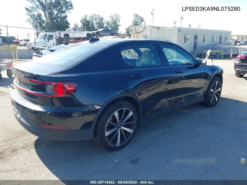 2022 Polestar 2 Long Range Dual Motor VIN: LPSED3KA9NL075280 Lot: 39714242