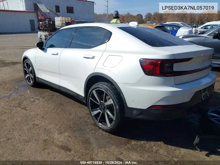 2022 Polestar 2 Long Range Dual Motor VIN: LPSED3KA7NL057019 Lot: 40716930