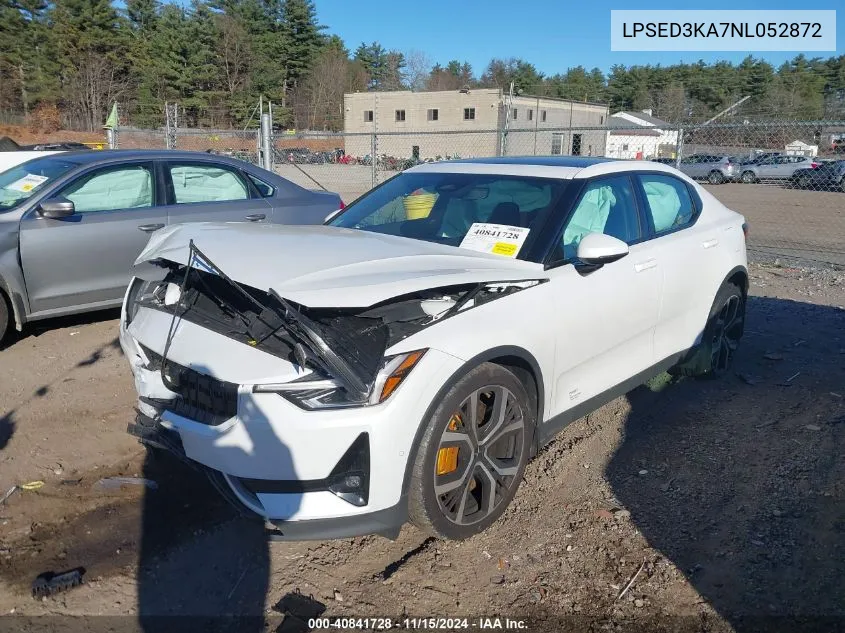 2022 Polestar 2 Long Range Dual Motor VIN: LPSED3KA7NL052872 Lot: 40841728