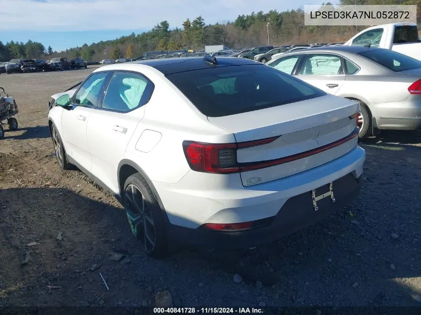 2022 Polestar 2 Long Range Dual Motor VIN: LPSED3KA7NL052872 Lot: 40841728