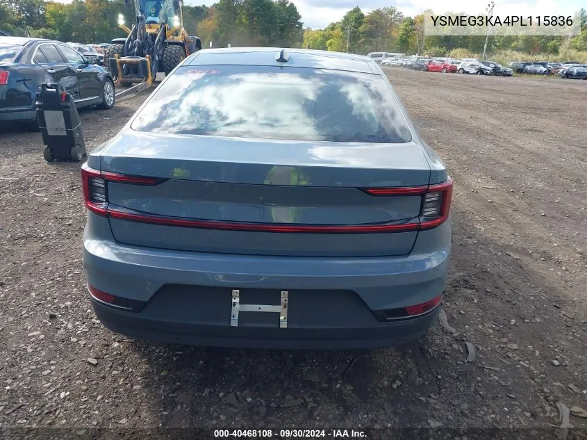 2023 Polestar 2 Long Range Single Motor/Long Range Single Motor Plus VIN: YSMEG3KA4PL115836 Lot: 40468108