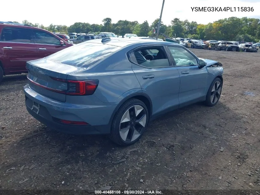 2023 Polestar 2 Long Range Single Motor/Long Range Single Motor Plus VIN: YSMEG3KA4PL115836 Lot: 40468108