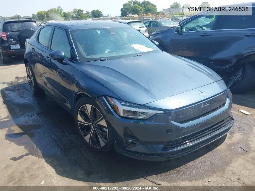 2024 Polestar 2 Long Range Single Motor/Long Range Single Motor Plus VIN: YSMFE3KA8RL246538 Lot: 40212292