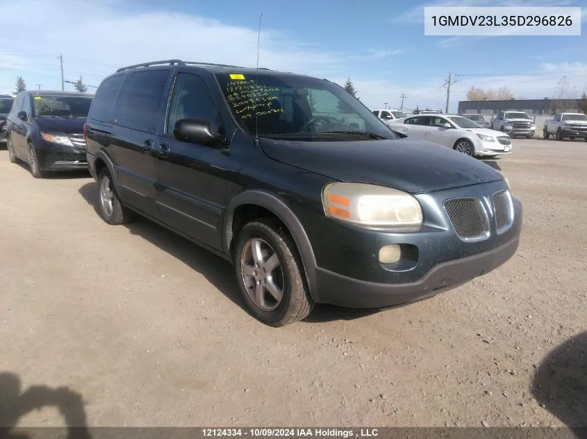 2005 Pontiac Montana Sv6 VIN: 1GMDV23L35D296826 Lot: 12124334