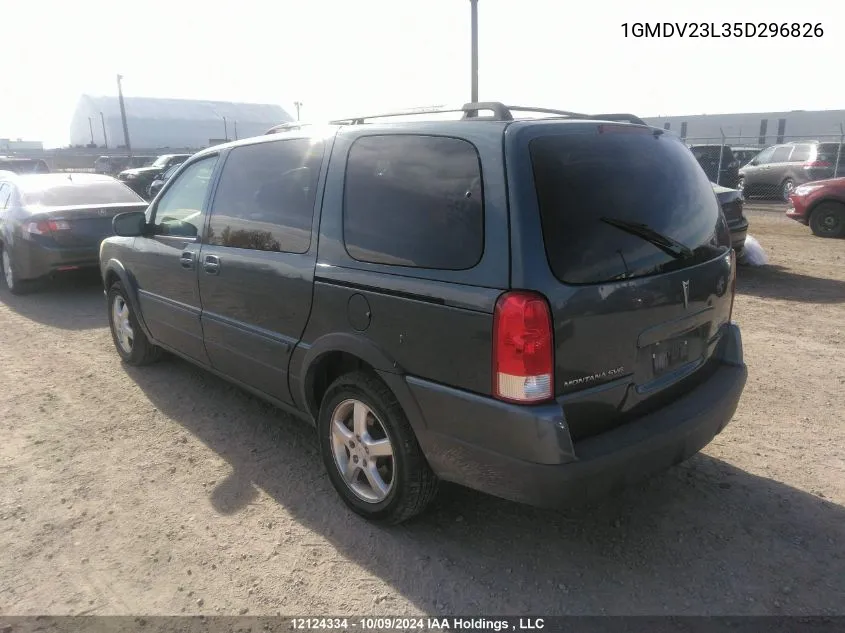 2005 Pontiac Montana Sv6 VIN: 1GMDV23L35D296826 Lot: 12124334