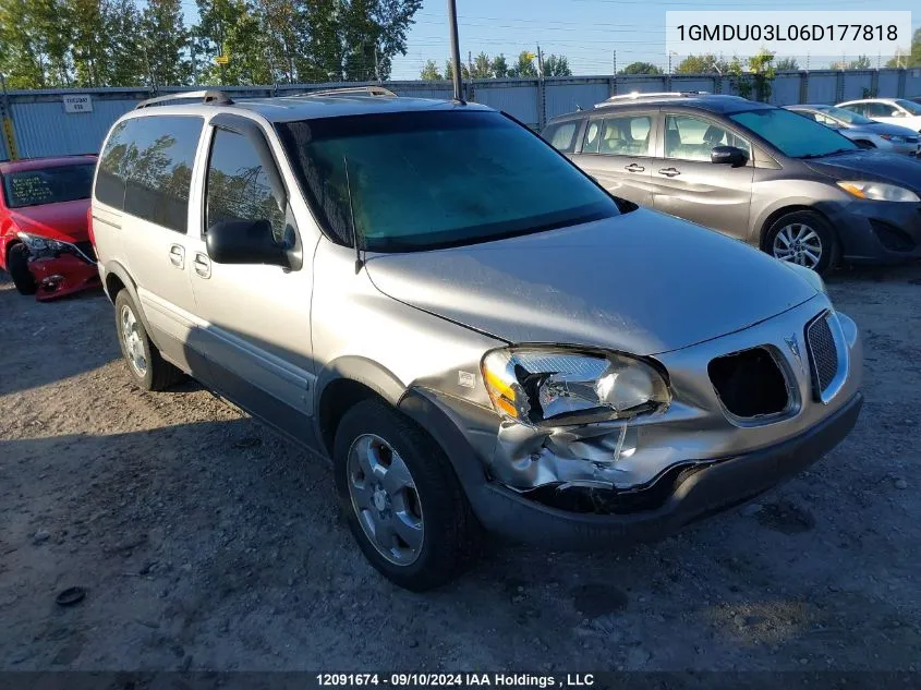 2006 Pontiac Montana Sv6 VIN: 1GMDU03L06D177818 Lot: 12091674