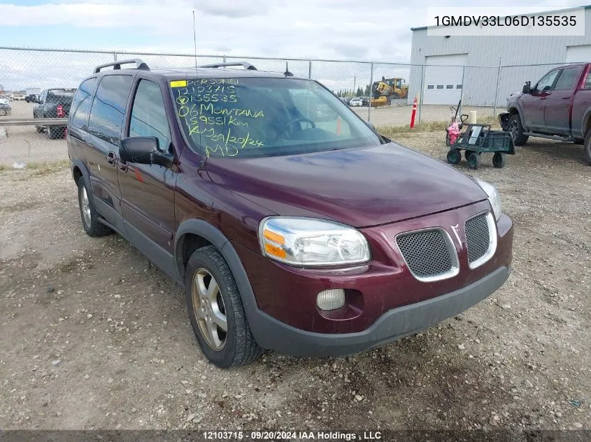 2006 Pontiac Montana Sv6 VIN: 1GMDV33L06D135535 Lot: 12103715