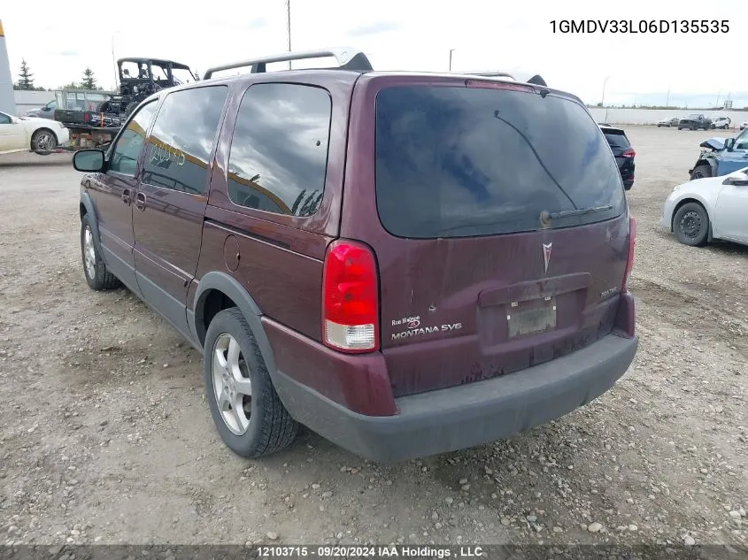 2006 Pontiac Montana Sv6 VIN: 1GMDV33L06D135535 Lot: 12103715