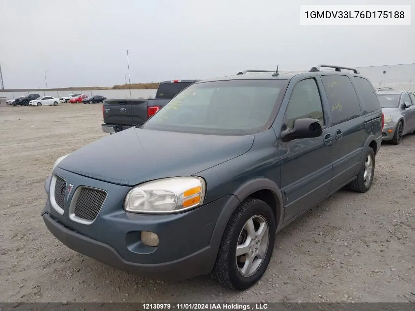 2006 Pontiac Montana Sv6 VIN: 1GMDV33L76D175188 Lot: 12130979