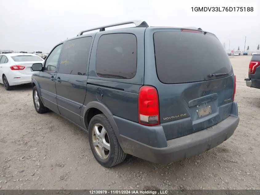 2006 Pontiac Montana Sv6 VIN: 1GMDV33L76D175188 Lot: 12130979