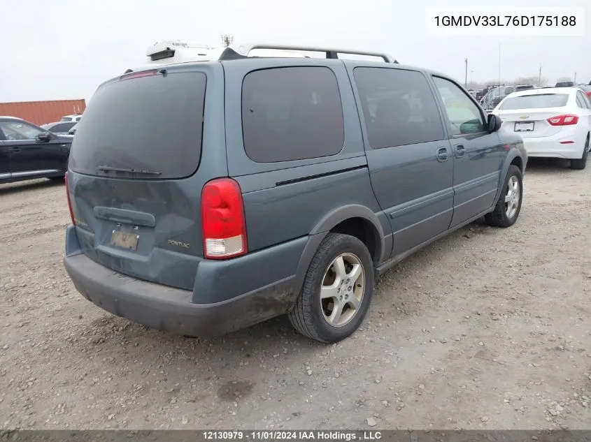 2006 Pontiac Montana Sv6 VIN: 1GMDV33L76D175188 Lot: 12130979