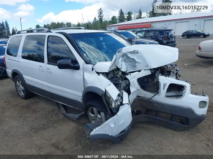 2006 Pontiac Montana Sv6 VIN: 1GMDV33L16D152229 Lot: 39607197