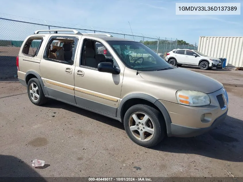 2006 Pontiac Montana Sv6 Sv6 VIN: 1GMDV33L36D137389 Lot: 40449017