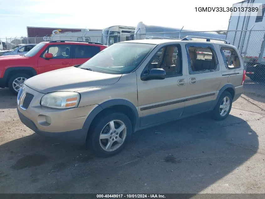 2006 Pontiac Montana Sv6 Sv6 VIN: 1GMDV33L36D137389 Lot: 40449017