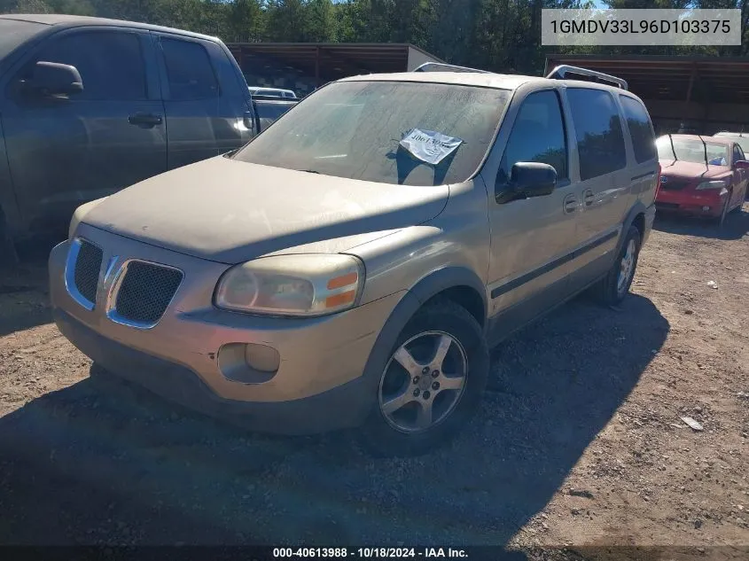 2006 Pontiac Montana Sv6 VIN: 1GMDV33L96D103375 Lot: 40613988