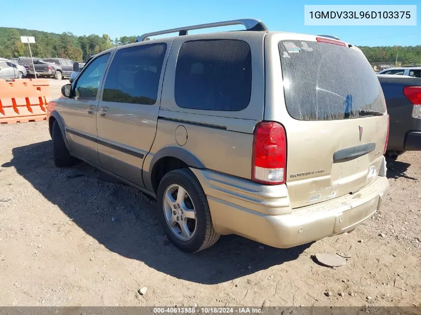 2006 Pontiac Montana Sv6 VIN: 1GMDV33L96D103375 Lot: 40613988