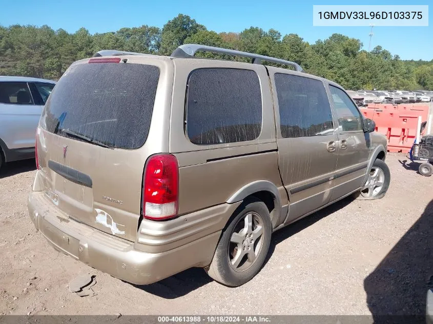 2006 Pontiac Montana Sv6 VIN: 1GMDV33L96D103375 Lot: 40613988