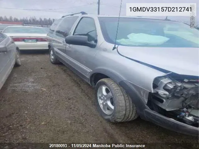 2007 Pontiac Montana Sv6 Ext VIN: 1GMDV33157D212741 Lot: 20180093