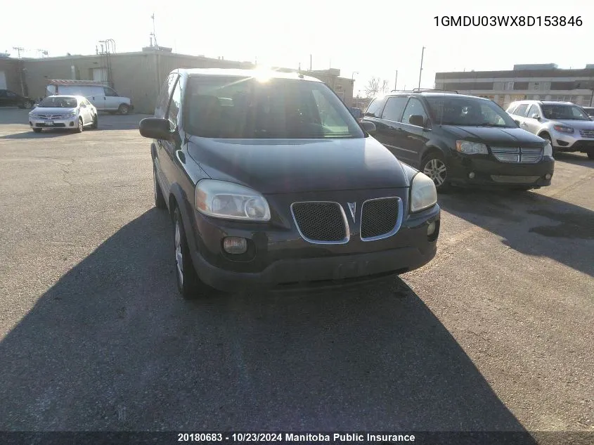 2008 Pontiac Montana Sv6 Sv6 VIN: 1GMDU03WX8D153846 Lot: 20180683