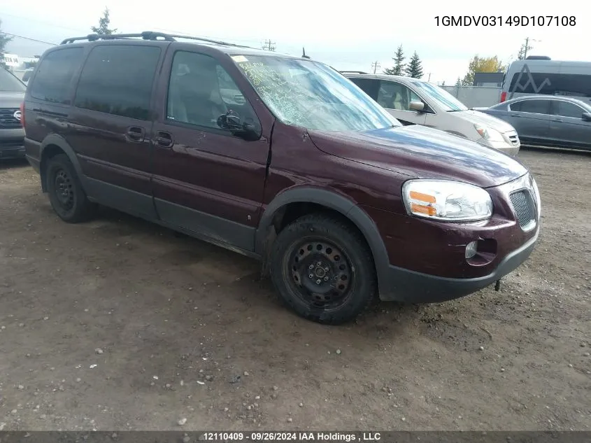 2009 Pontiac Montana Sv6 VIN: 1GMDV03149D107108 Lot: 12110409