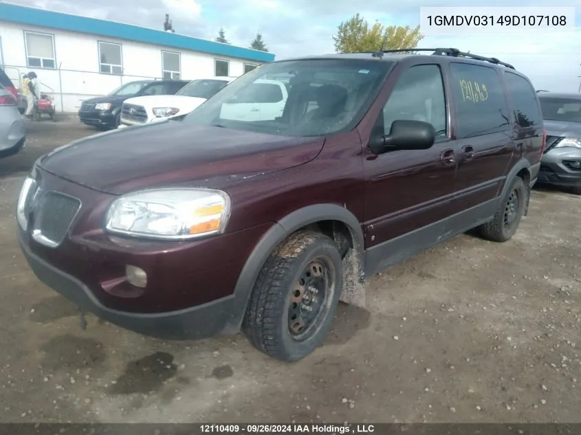 2009 Pontiac Montana Sv6 VIN: 1GMDV03149D107108 Lot: 12110409