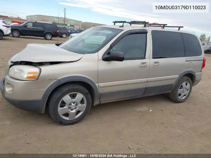 2009 Pontiac Montana Sv6 VIN: 1GMDU03179D110023 Lot: 12118661