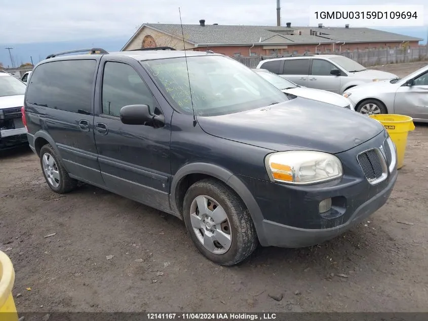 2009 Pontiac Montana Sv6 VIN: 1GMDU03159D109694 Lot: 12141167