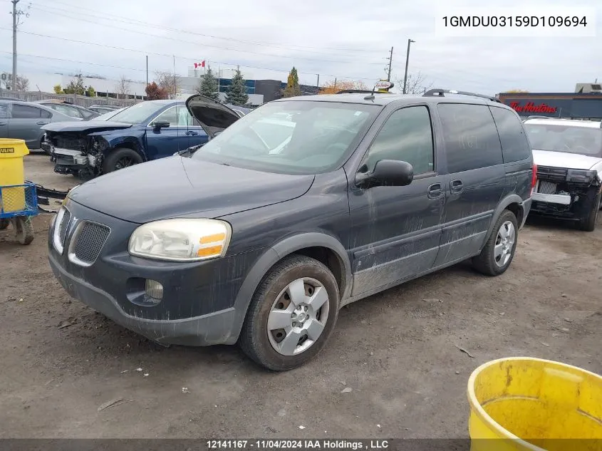 2009 Pontiac Montana Sv6 VIN: 1GMDU03159D109694 Lot: 12141167