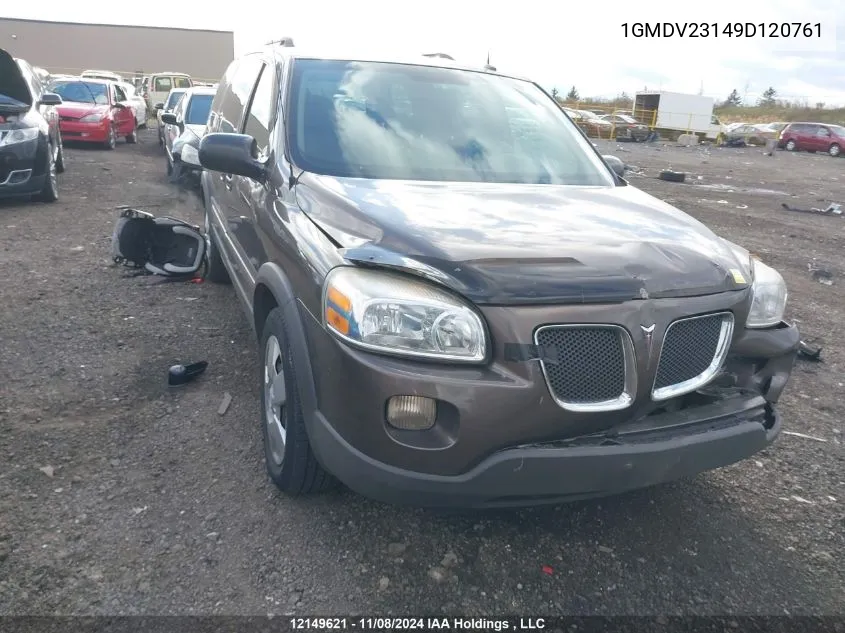 2009 Pontiac Montana Sv6 VIN: 1GMDV23149D120761 Lot: 12149621