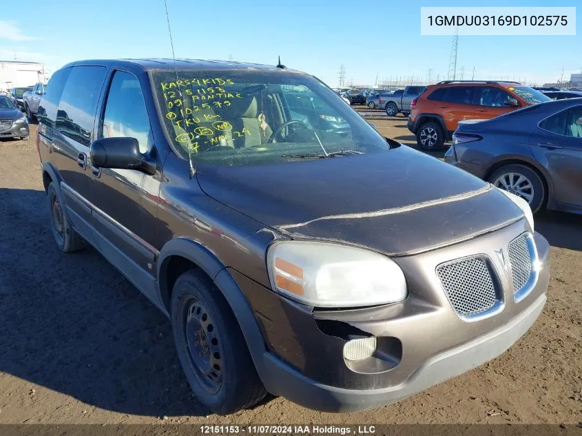 2009 Pontiac Montana Sv6 VIN: 1GMDU03169D102575 Lot: 12151153