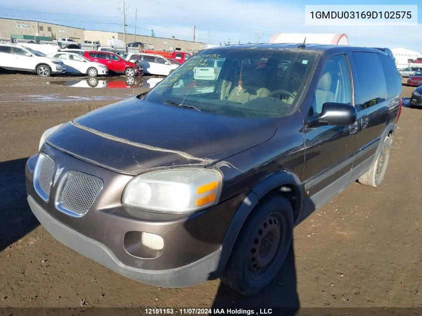 2009 Pontiac Montana Sv6 VIN: 1GMDU03169D102575 Lot: 12151153