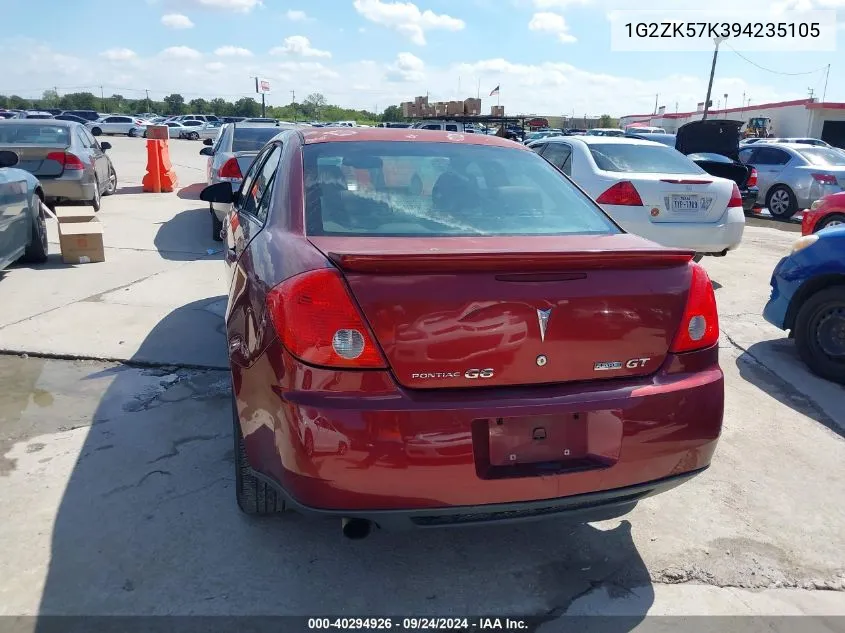 2009 Pontiac G6 New Gt VIN: 1G2ZK57K394235105 Lot: 40294926