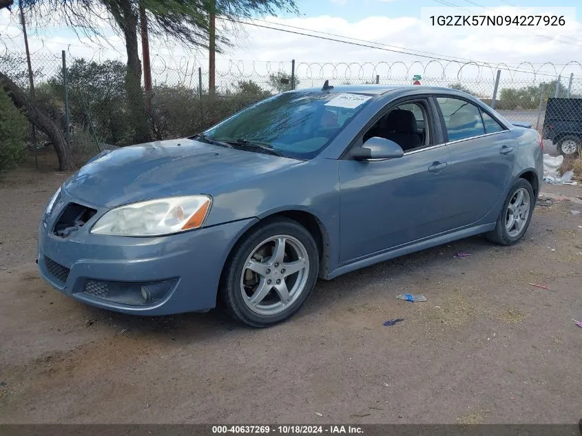 2009 Pontiac G6 New Gt VIN: 1G2ZK57N094227926 Lot: 40637269