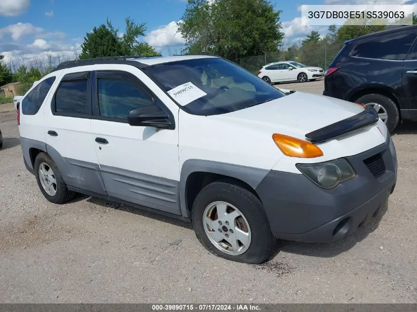 2001 Pontiac Aztek VIN: 3G7DB03E51S539063 Lot: 39890715