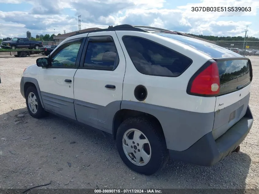 2001 Pontiac Aztek VIN: 3G7DB03E51S539063 Lot: 39890715