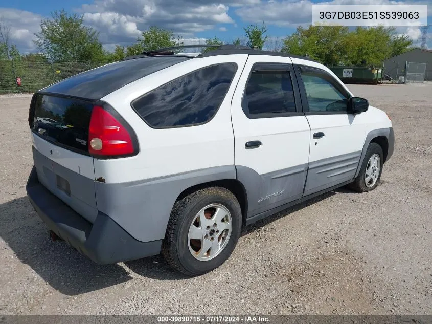 2001 Pontiac Aztek VIN: 3G7DB03E51S539063 Lot: 39890715