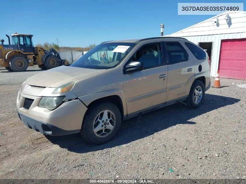 2003 Pontiac Aztek VIN: 3G7DA03E03S574809 Lot: 40428576