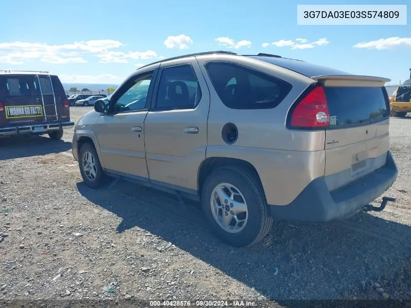 2003 Pontiac Aztek VIN: 3G7DA03E03S574809 Lot: 40428576