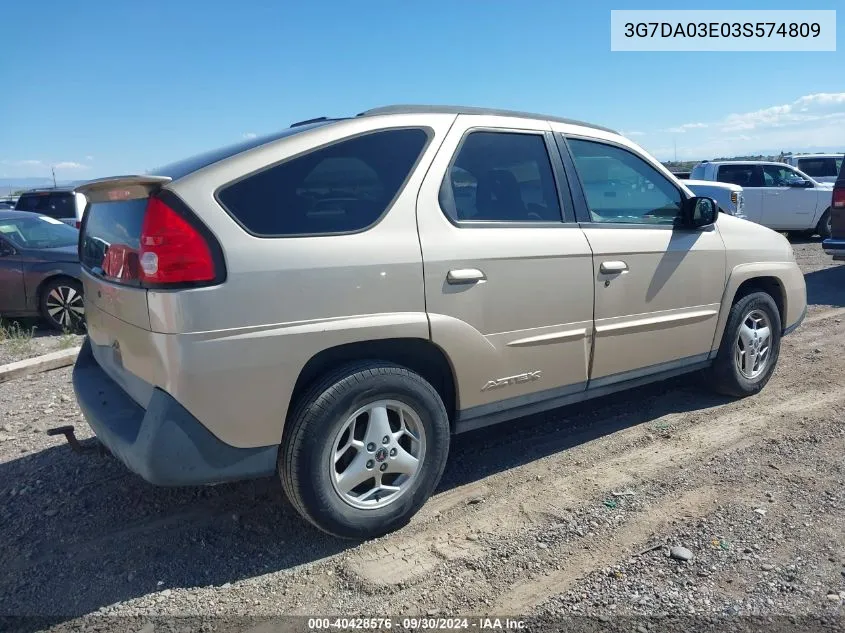 2003 Pontiac Aztek VIN: 3G7DA03E03S574809 Lot: 40428576