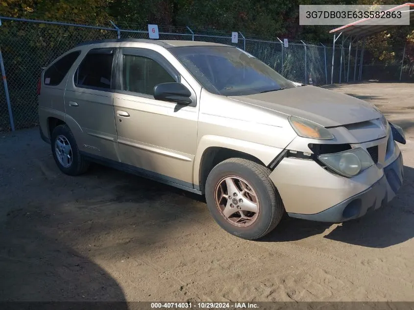 2003 Pontiac Aztek VIN: 3G7DB03E63S582863 Lot: 40714031