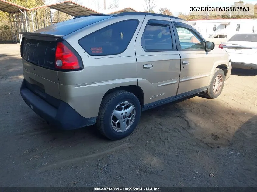 2003 Pontiac Aztek VIN: 3G7DB03E63S582863 Lot: 40714031