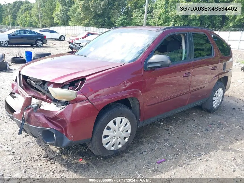 2004 Pontiac Aztek VIN: 3G7DA03EX4S534402 Lot: 39866005