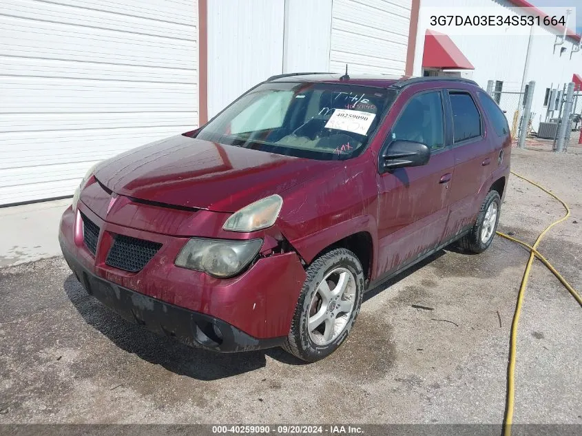 2004 Pontiac Aztek VIN: 3G7DA03E34S531664 Lot: 40259090