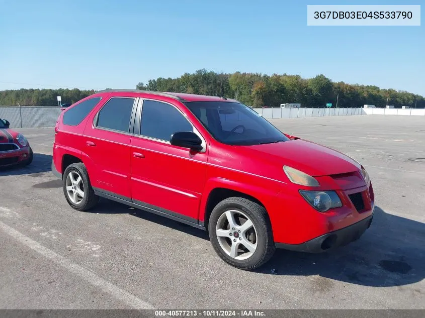 2004 Pontiac Aztek VIN: 3G7DB03E04S533790 Lot: 40577213