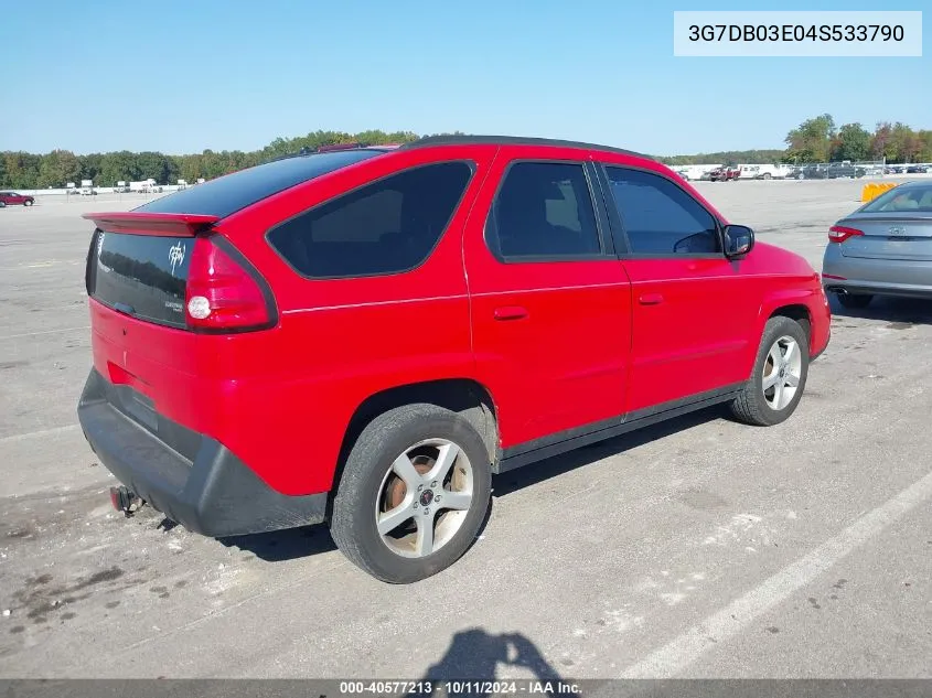 2004 Pontiac Aztek VIN: 3G7DB03E04S533790 Lot: 40577213