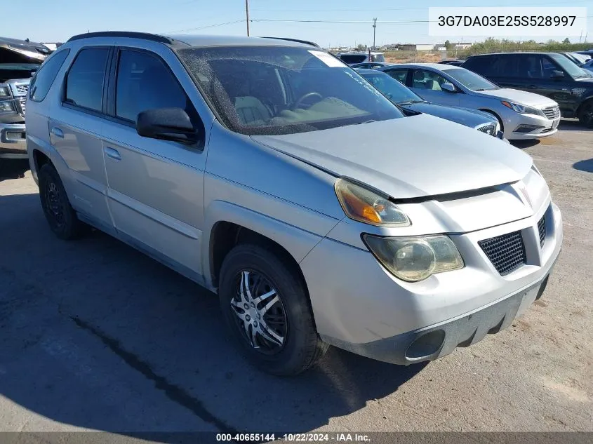 2005 Pontiac Aztek VIN: 3G7DA03E25S528997 Lot: 40655144