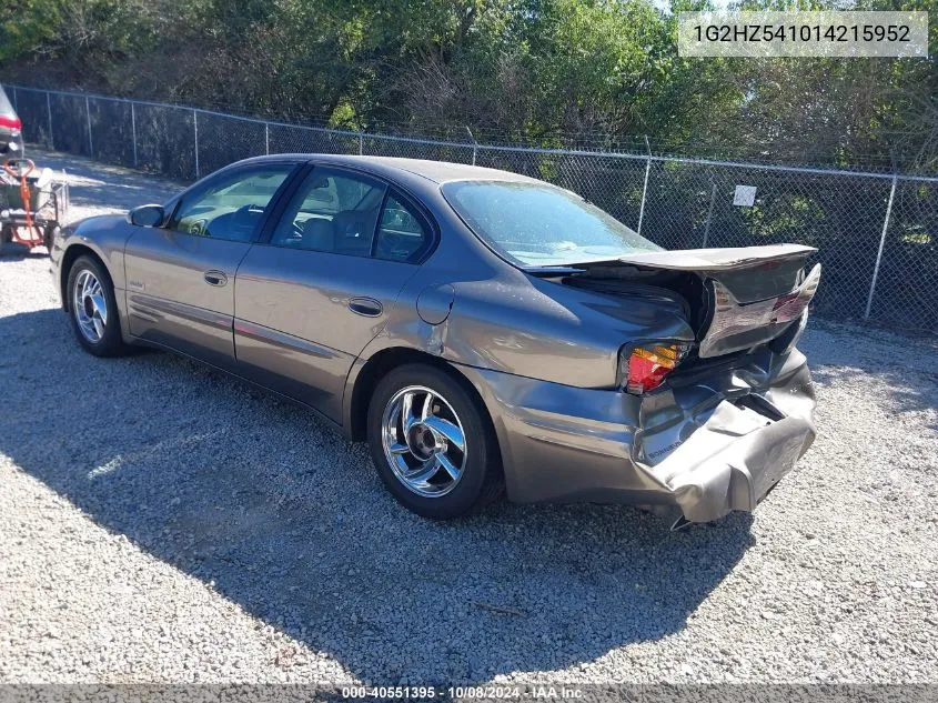 2001 Pontiac Bonneville Ssei VIN: 1G2HZ541014215952 Lot: 40551395