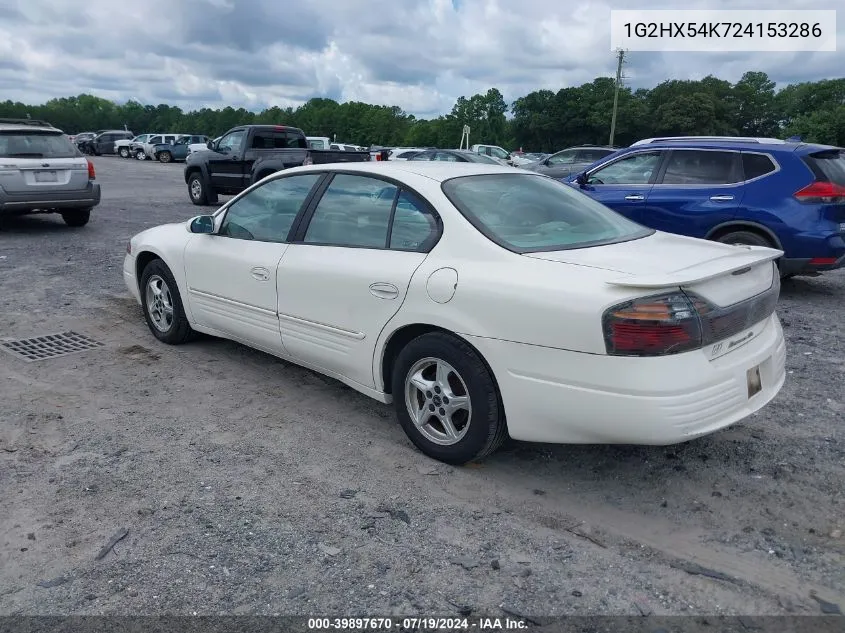 2002 Pontiac Bonneville Se VIN: 1G2HX54K724153286 Lot: 39897670